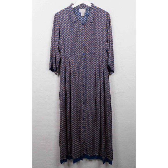 April Cornell Dresses & Skirts - APRIL CORNELL Prairie Floral Maxi Dress Buttons Pleated Cottagecore VTG 90s Sz L